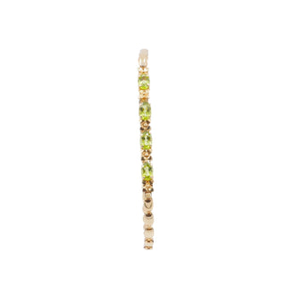 14K Yellow Gold Peridot August Birthday 7.5 Inch Link Bracelet