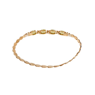 14K Yellow Gold Peridot August Birthday 7.5 Inch Link Bracelet
