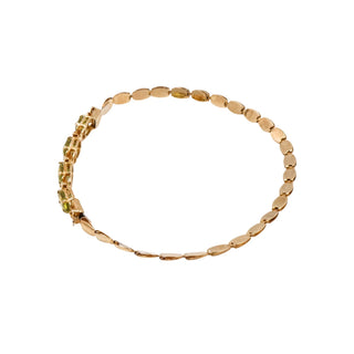 14K Yellow Gold Peridot August Birthday 7.5 Inch Link Bracelet