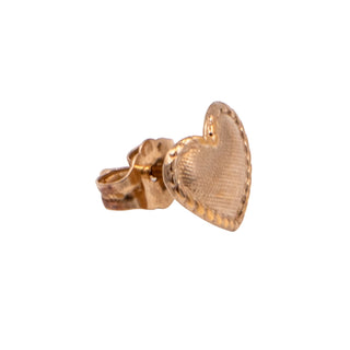 14K Yellow Gold 8mm Textured Heart Single Stud Earring Love Gift