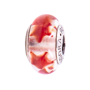 Pandora Retired Maroon Stars Murano Glass Sterling Silver Charm Bead
