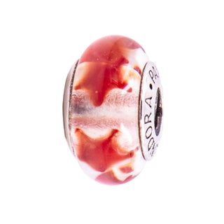 Pandora Retired Maroon Stars Murano Glass Sterling Silver Charm Bead