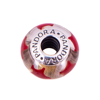 Pandora Retired Maroon Stars Murano Glass Sterling Silver Charm Bead