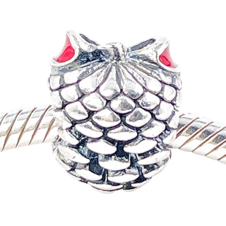 Pandora Rare Pinecone Sterling Silver Christmas Charm With Red Enamel