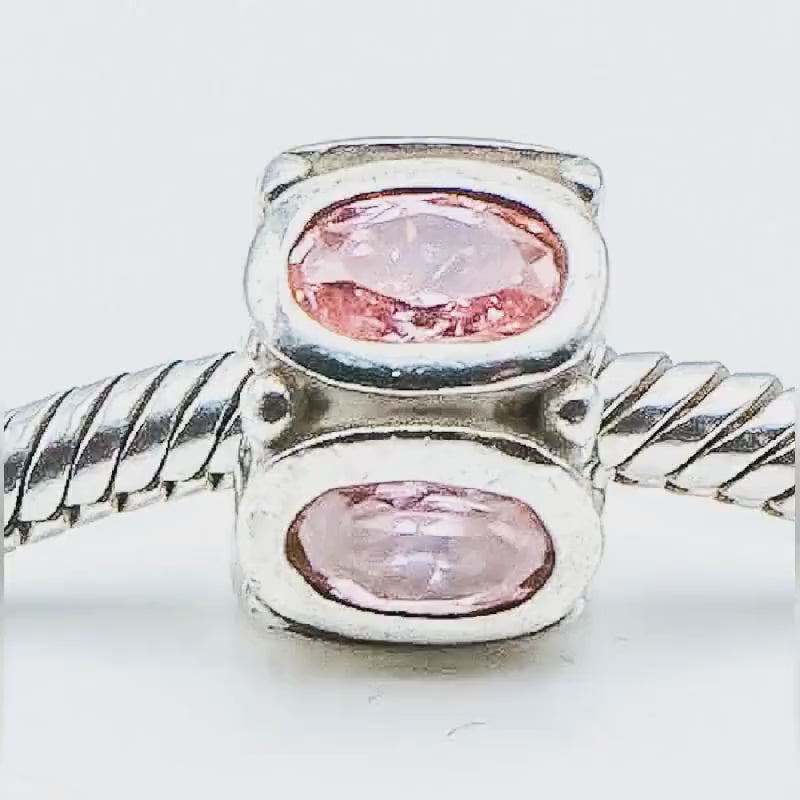 CHAMILIA Ovals Pink Cubic Zirconia Sterling Silver Charm Bead