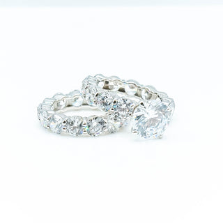 Sparkling Double Ring Set With Cubic Zirconia Size 7.5 in Sterling Silver