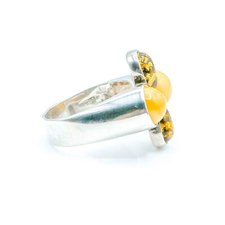 Baltic And Butterscotch Amber Statement Ring in Sterling Silver Size 9