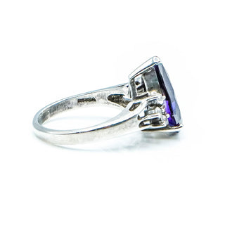 Sterling Silver Purple CZ Teardrop Ring Size 6