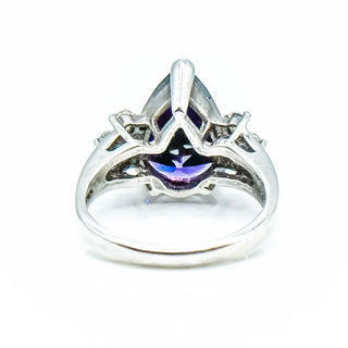 Sterling Silver Purple CZ Teardrop Ring Size 6