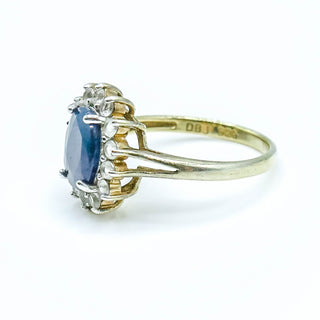 Vintage Sterling Silver Natural Sapphire & Topaz Ring Size 9