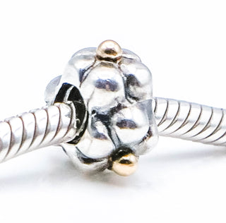 PANDORA Gold Tipped Flower Sterling Silver Charm With 14K Gold Tips