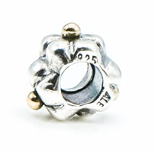 PANDORA Gold Tipped Flower Sterling Silver Charm With 14K Gold Tips