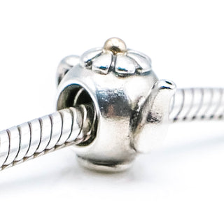 PANDORA Teapot 925 ALE Sterling Silver Charm With 14K Gold Bead