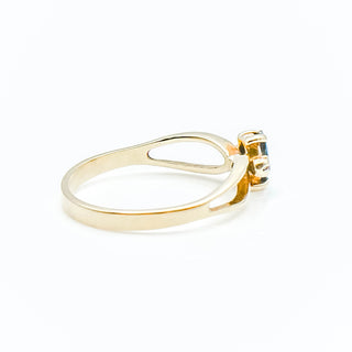 Vintage 10K Yellow Gold Sapphire & Diamonds Ring Size 6.25