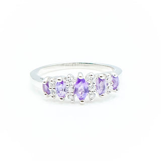 Sterling Silver Amethyst and Cubic Zirconia Ring Size 9