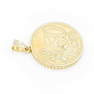 Vintage 14K Gold Plated Euro Coin Pendant