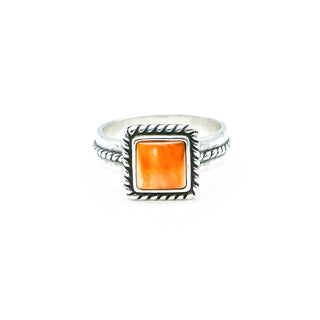 Sterling Silver Orange Spiny Oyster Bead Ring Size 8
