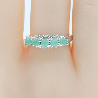 Sterling Silver Natural Emerald Ring Size 8