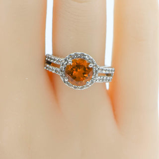 Sterling Silver Citrine Spinel Halo Ring Size 7