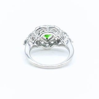 Sterling Silver Green Chrome Diopside And White Topaz Ring Size 7