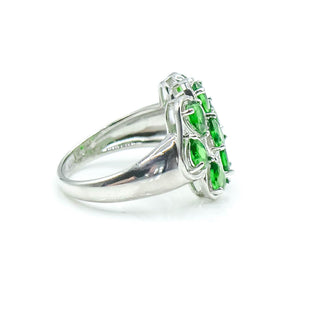 Sterling Silver Chrome Diopside Cluster Ring Size 7.25