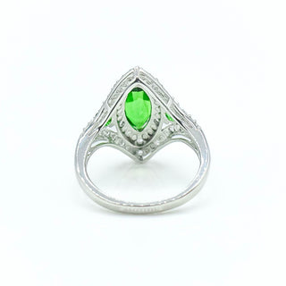 Sterling Silver Green Chrome Diopside & White Zircon Ring Size 8