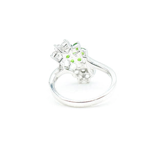 Sterling Silver Green Chrome Diopside And White Topaz Ring Size 8