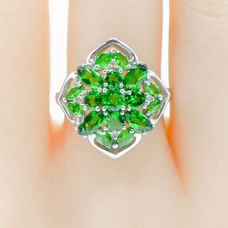 Sterling Silver Chrome Diopside And Emerald India Ring Size 8