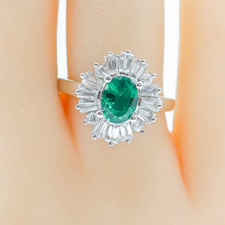 Sterling Silver Emerald And White Zircon Ring Size 7