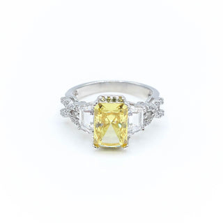 Sterling Silver Yellow Cubic Zirconia Engagement Ring Size 7