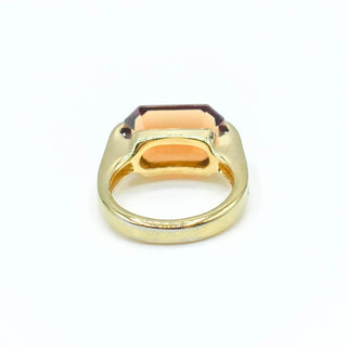 Vintage CINER 18K Gold Filled Ring With Faceted Cognac Glass Size 6