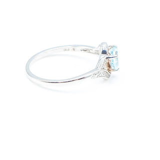 Sterling Silver Heart Shaped Topaz Ring Size 9