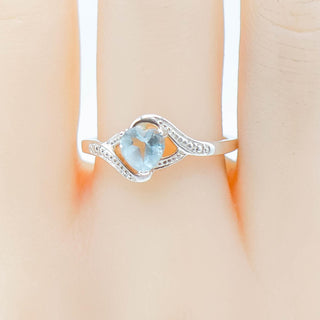 Sterling Silver Heart Shaped Topaz Ring Size 9