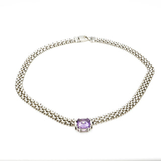 Lehrer Designs Amethyst TorusRing Sterling Silver Choker Necklace With Diamonds