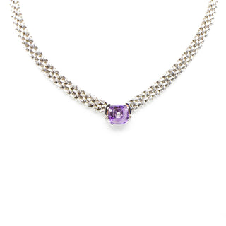 Lehrer Designs Amethyst TorusRing Sterling Silver Choker Necklace With Diamonds