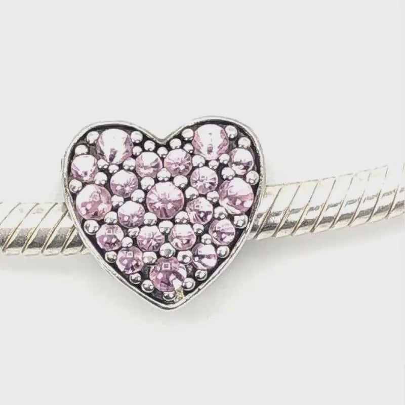 Pandora Pink Dazzling Heart Sterling Silver Charm