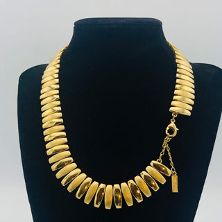 NAPIER Vintage Gold Tone RUNWAY Statement NECKLACE 16&quot; Long With 2&quot; Extension - Matte And Shiny Gold Tone Links
