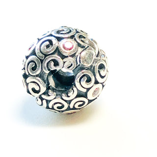 PANDORA Abstract SWIRLS Pink Cubic Zirconia Sterling Silver Clip CHARM Bead 790962CZP - Retired