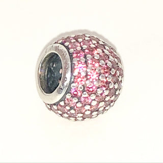 PANDORA Pink Pavé Ball Sterling Silver With Pink Cubic Zirconia CHARM Bead #791051PCZ Retired