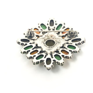 Vintage Liz Claiborne Rhinestone Brooch In Beautiful Fall Colors