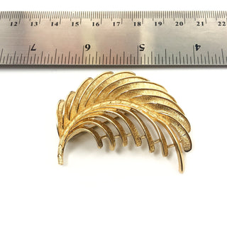 Vintage Monet Gold Tone Feather Brooch