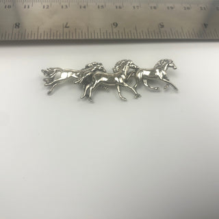 Vintage SARAH COVENTRY Sterling Silver Galloping Horses Brooch Pin