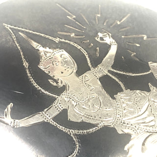 Vintage SIAM Sterling Silver Manimekhala Goddess of Lightning Brooch Pin