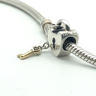 PANDORA Key To My Heart Charm 925 ALE Sterling Silver With 14k Gold Key - 790288 Retired