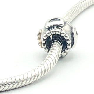 PANDORA Dad 925 ALE Sterling Silver And 14K Gold Charm Dad Bead With Blue Zirconia 790586CZB - Retired