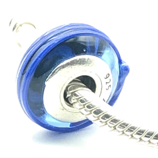 PANDORA Blue Ribbon 925 ALE Sterling Silver Charm Murano Glass Bead 790612 - Retired