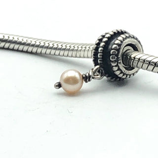 PANDORA Beveled Pink Pearl Charm 925 ALE Sterling Silver Dangle 790132PP - Retired
