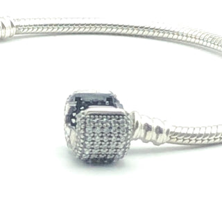 Pandora Moments Sterling Silver Sparkling Pave Clasp Snake Chain Bracelet