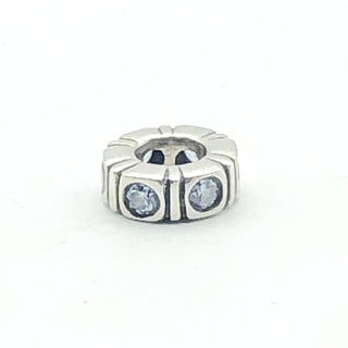 PANDORA Trinity Clear CZ Spacer 925 ALE Sterling Silver Charm With Clear Cubic Zirconia Bead 790368CZ - Retired