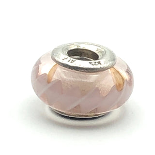 PANDORA Pink Zig Zag 925 ALE Sterling Silver Charm Pink Murano Glass Bead 790620 - Retired